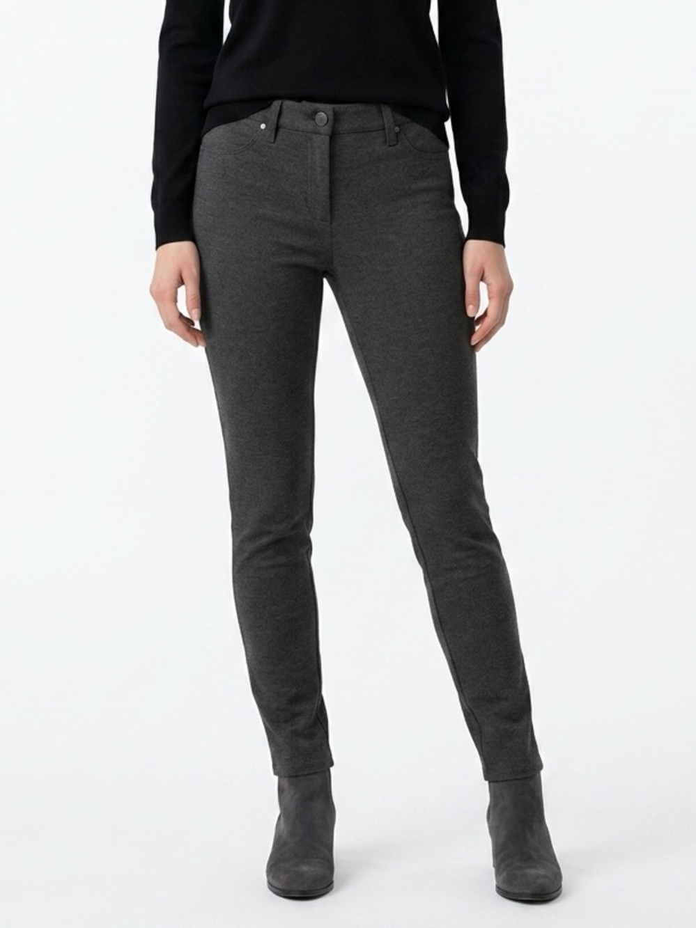 Roz & Ali Womens Sz 12 Grey Classic Slim Fit Stretch Casual Pants